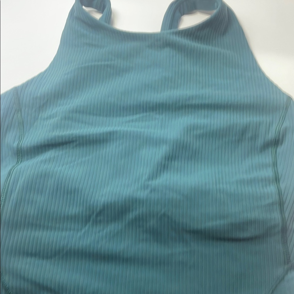 Lulu lemon Ribbed Blue-Green Cropped Tank Top